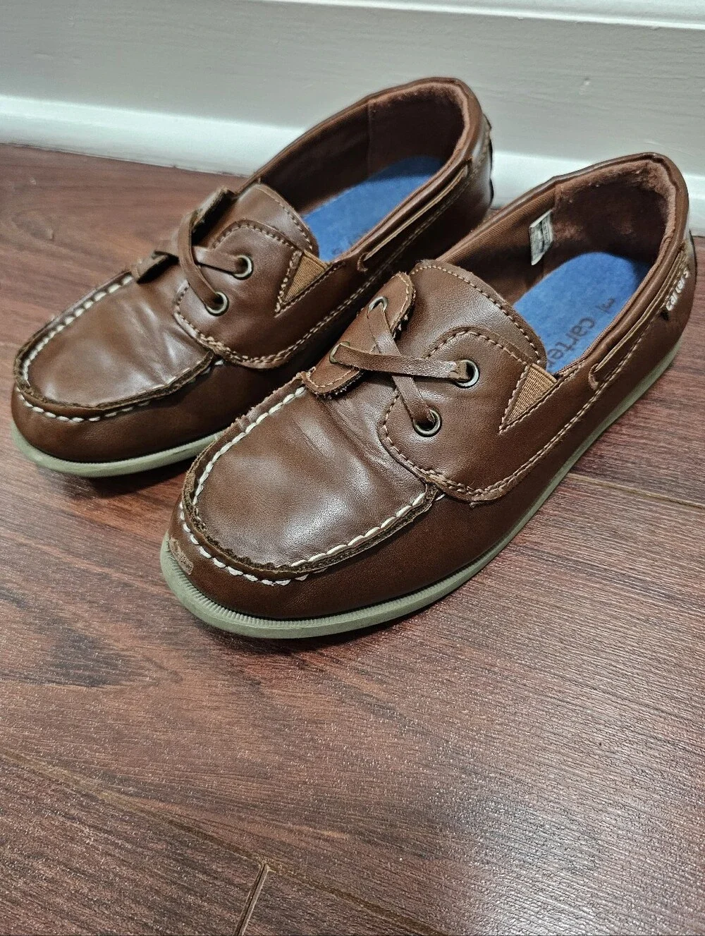 Carter's Brown Leather Boys Dressy Boat Shoes